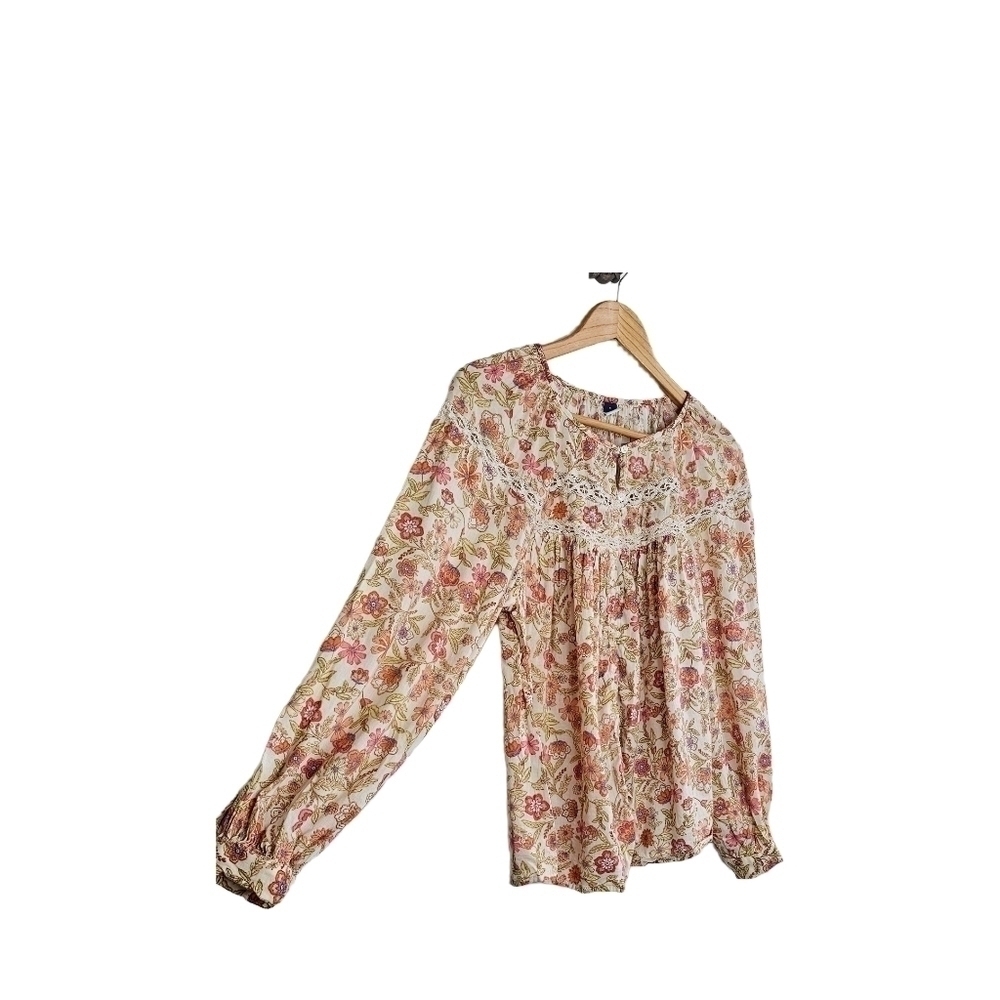 Old Navy bohemian floral puff sleeve top size small - Picture 4 of 9